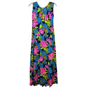 Kahili‎ Fashions Floral Maxi Dress Vintage Hawaiian Sleeveless 70s Party Size 7